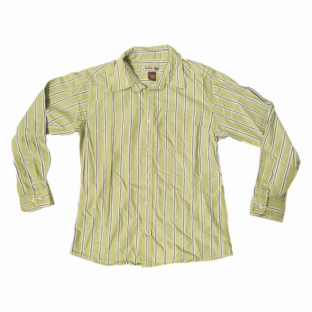 Urban Pipeline Green Striped Button-Up Shirt Y2K